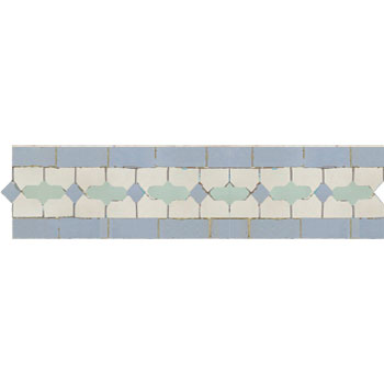 Mosaic House Moroccan tile Bowtie 1-17-30 White Sky blue Celadon Green  zellige, mosaic, zellij, border, glaze, traditional 
